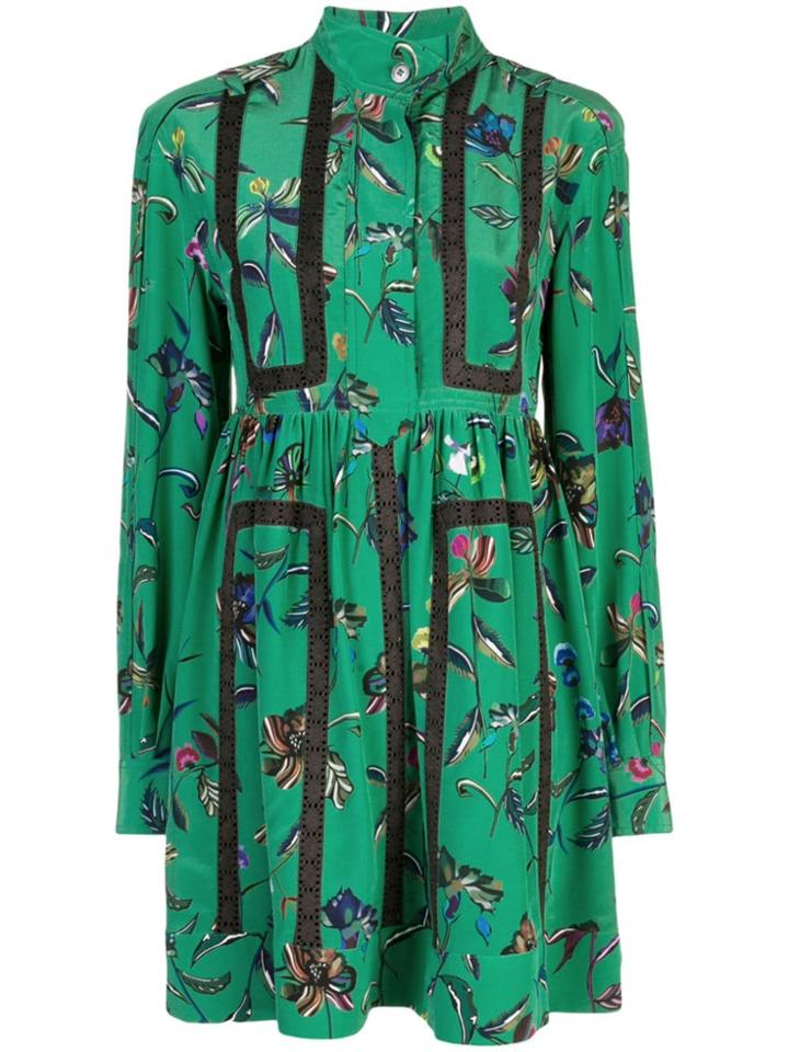 Derek Lam 10 Crosby Long Sleeve Half Placket Botanical Print Shirt