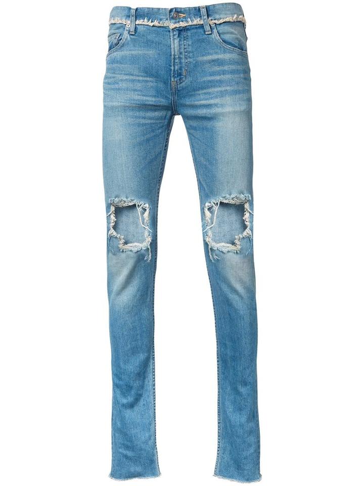 Christian Dada Ripped Skinny Jeans, Men's, Size: 46, Blue, Cotton/polyurethane