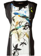 Roberto Cavalli Bird Print Top, Women's, Size: 44, Black, Silk/viscose