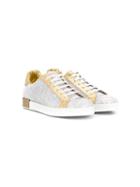 Dolce & Gabbana Kids Gold Panelled Sneakers - White
