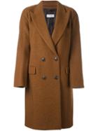 Alberto Biani Double Breasted Coat, Women's, Size: 40, Brown, Polyamide/acetate/viscose/virgin Wool