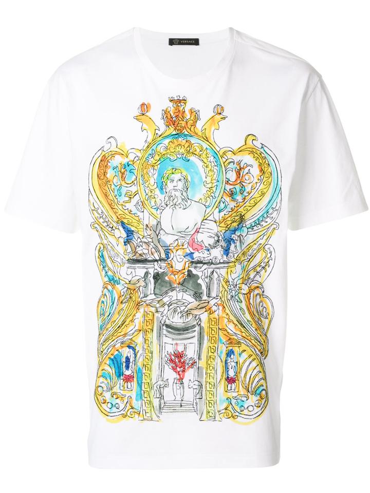 Versace Greek Mythology Drawing Print T-shirt - White