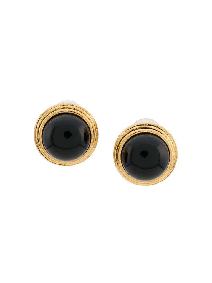 Chanel Vintage 1980's Déposé Cabochon Earrings - Gold