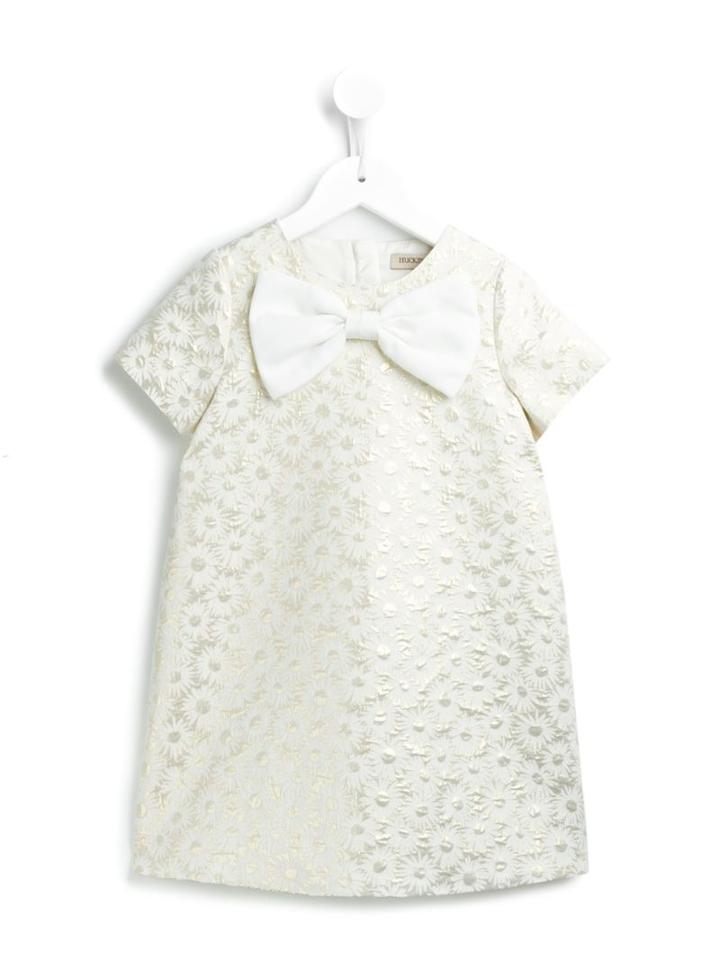 Hucklebones London Metallic Daisy Jacquard Shift Dress, Toddler Girl's, Size: 2 Yrs, Nude/neutrals