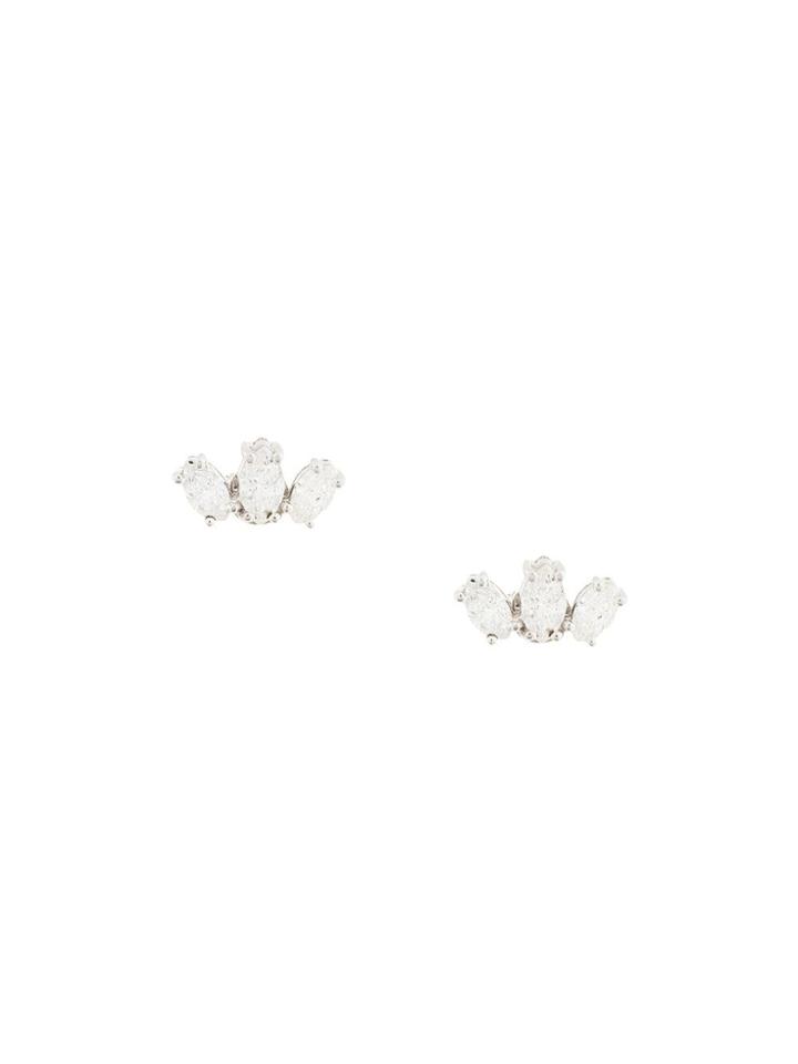 Natalie Marie 14kt White Gold Diamond Sun Studs - Silver