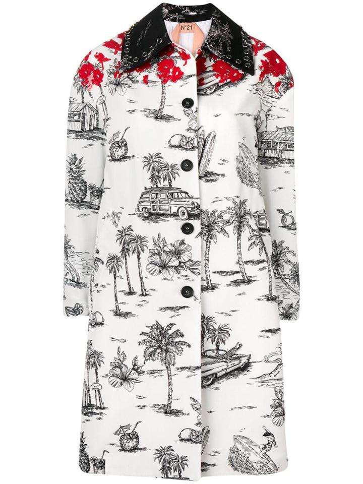 No21 Palm Trees Coat - White