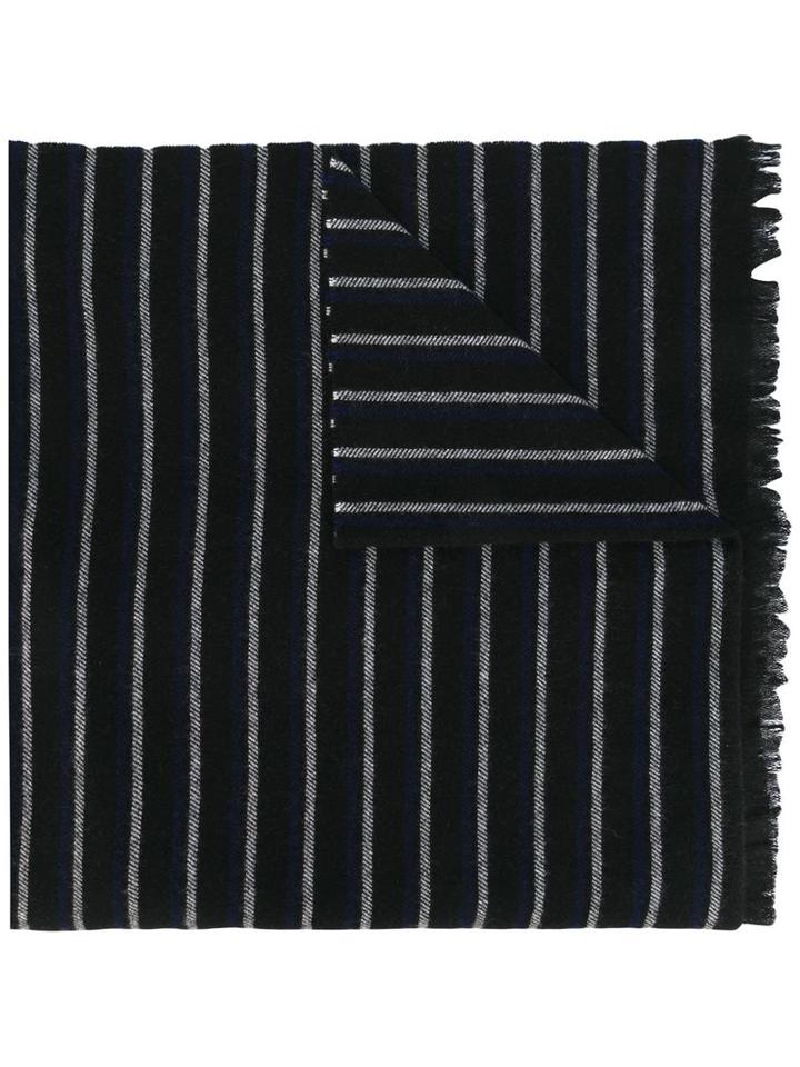 Mp Massimo Piombo Striped Scarf, Men's, Black, Polyamide/virgin Wool