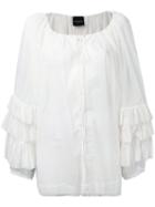 Erika Cavallini - Ruffle Sleeve Blouse - Women - Cotton - S, White, Cotton