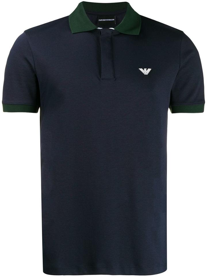 Emporio Armani Contrast Detail Polo Shirt - Blue