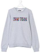 Msgm Kids New York Bead Embroidered Sweatshirt - Grey