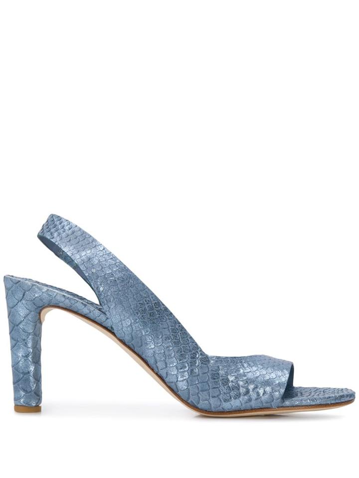 Del Carlo Embossed Slingback Sandals - Blue