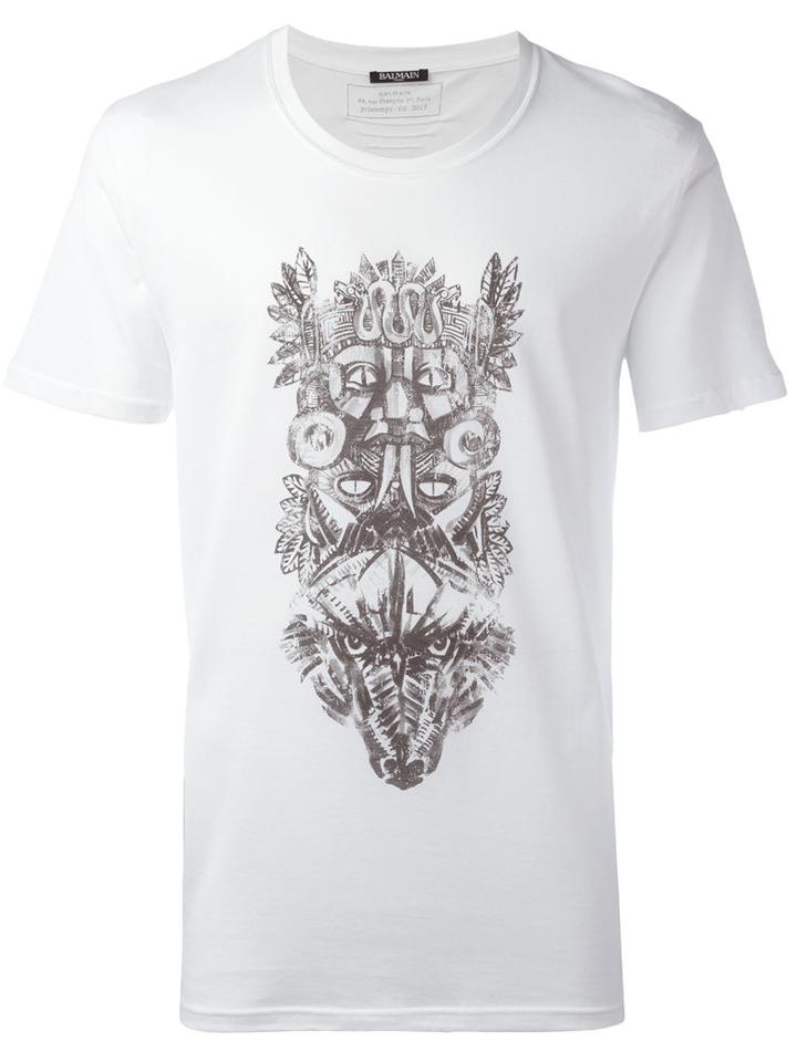 Pierre Balmain Animals Tribal T-shirt, Men's, Size: Xl, White, Cotton