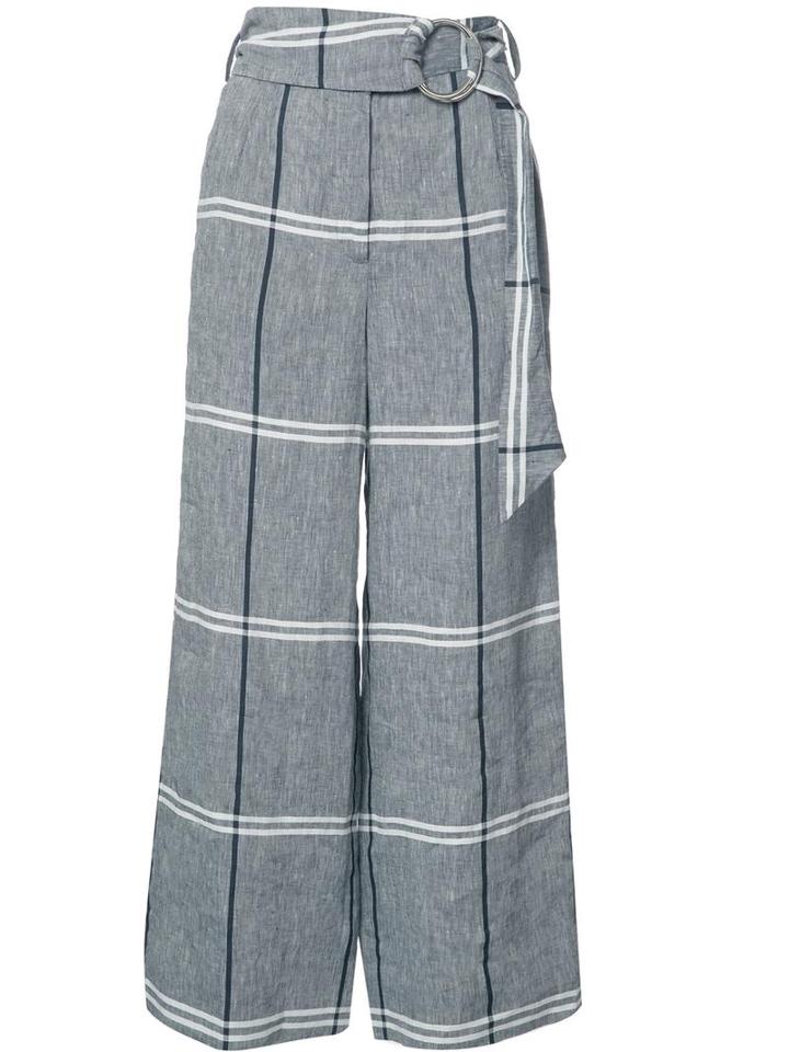 Suno Plaid Cropped Trousers, Women's, Size: 0, Grey, Linen/flax/cotton