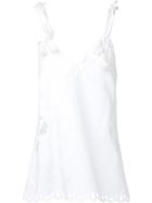 Theory - Embroidered Neck Cami Top - Women - Cotton/linen/flax - 6, White, Cotton/linen/flax