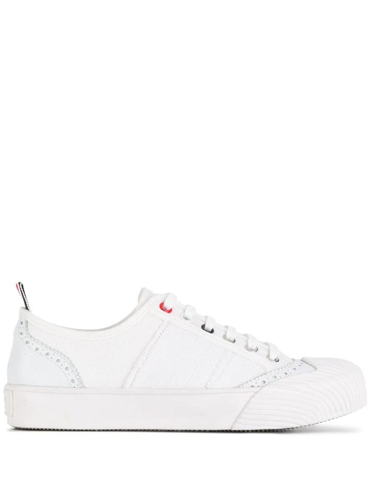 Thom Browne Brogued Low-top Canvas Trainers - White