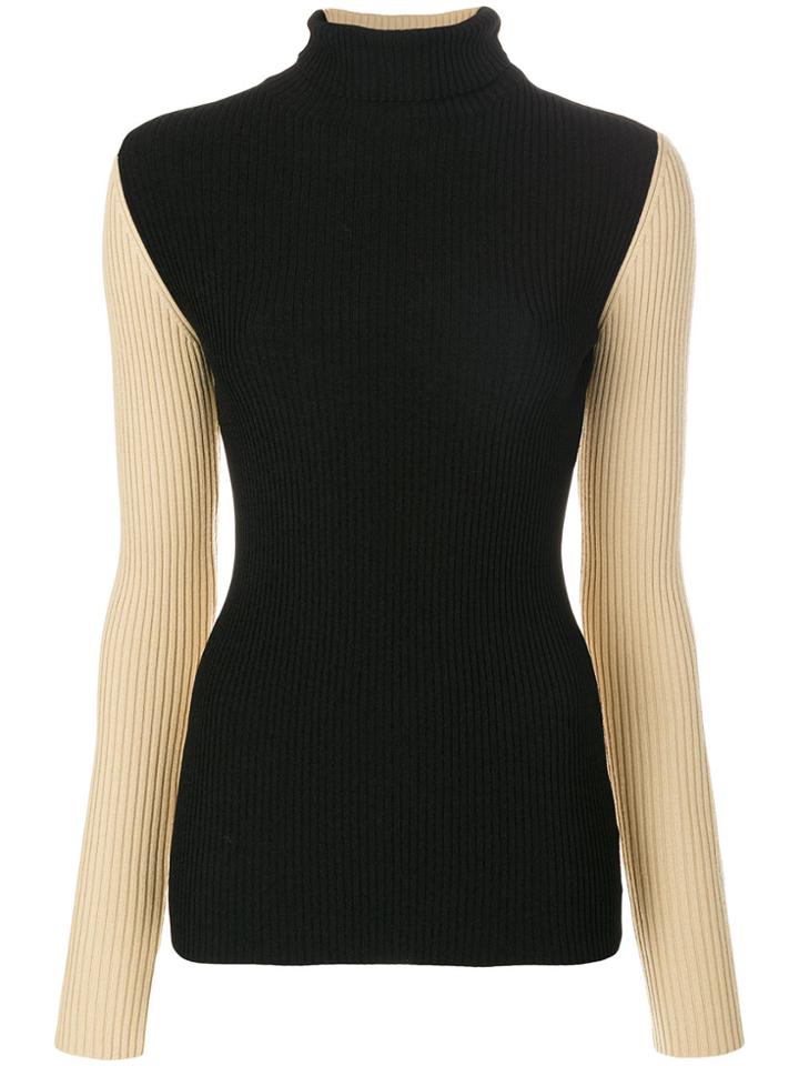 Petar Petrov Contrast Sleeve Knitted Top - Black