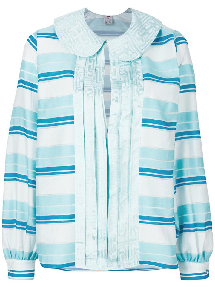 Ultràchic Front Placket Striped Blouse - Blue