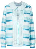 Ultràchic Front Placket Striped Blouse - Blue