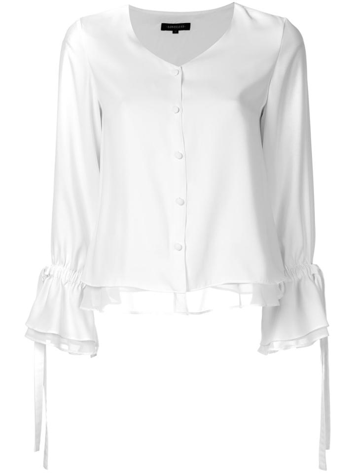 Loveless Flared Drawstring Blouse - White