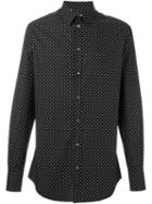 Dolce & Gabbana Polka Dot Print Shirt, Men's, Size: 41, Black, Cotton