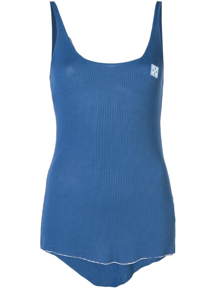 Off-white Logo Patch Ribbed Tank Top - Blue