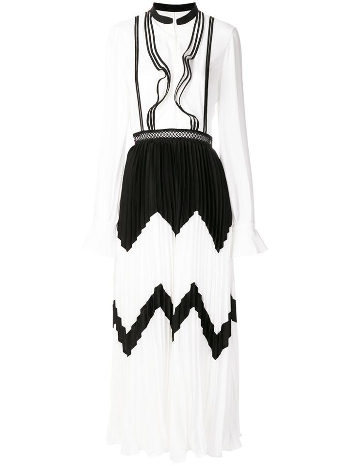 Self-portrait Patterned Pleated Dress - White