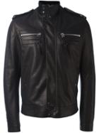 Lanvin Classic Leather Jacket, Men's, Size: 54, Black, Calf Leather/viscose