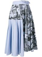 Jw Anderson Durer Scene Print Striped Skirt - Blue