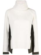 Sacai Panelled Roll Neck Jumper - White