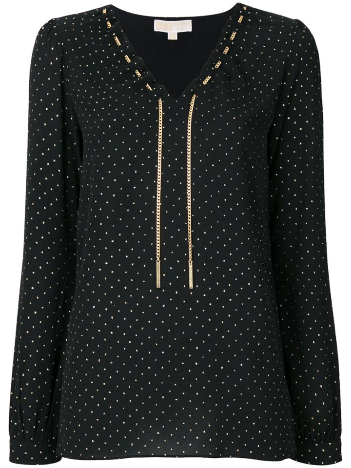 Michael Michael Kors Chain-trim Polka-dot Blouse - Black