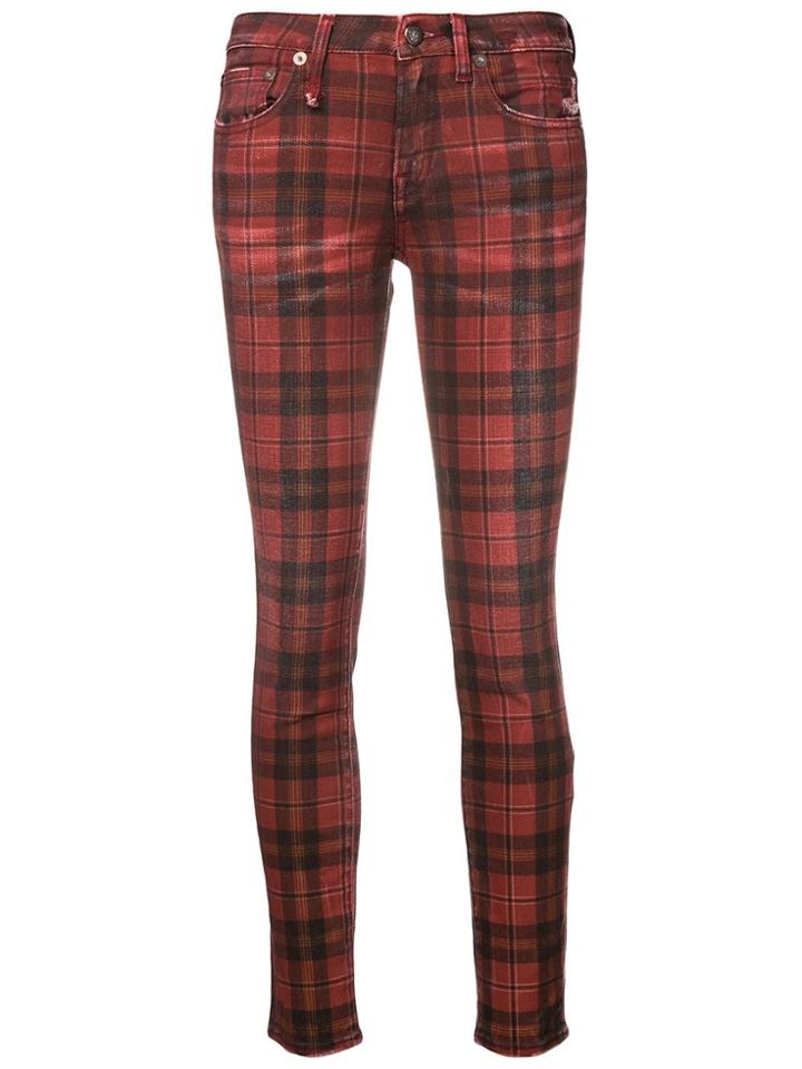 R13 Kate Tartan Skinny Jeans - Red
