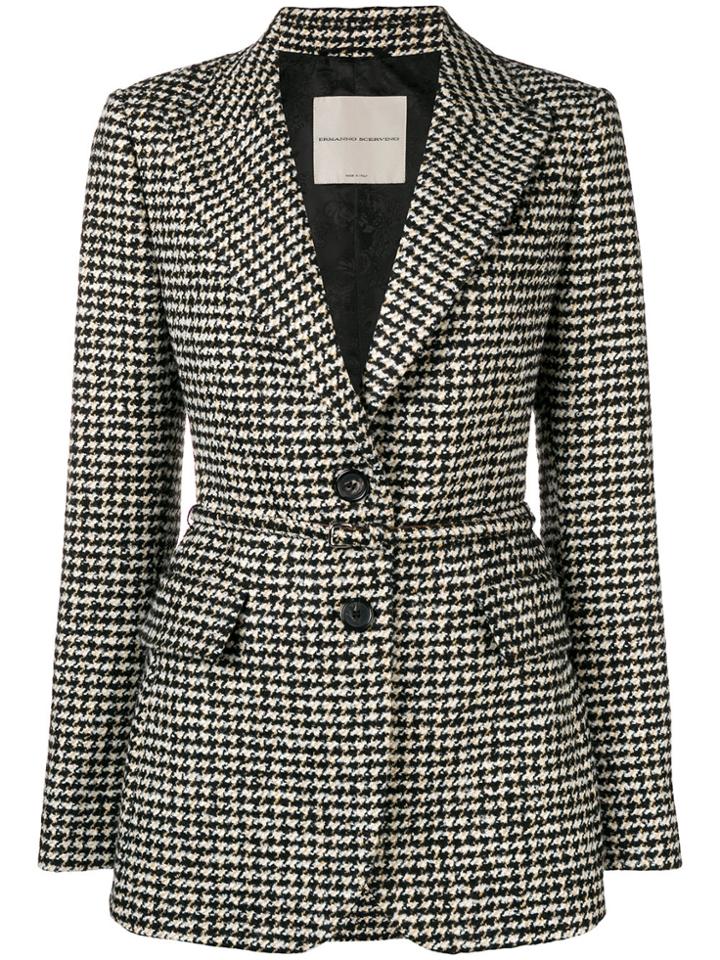 Ermanno Scervino Houndstooth Check Fitted Jacket - Black