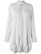 Etro Elongated Back Striped Shirt, Women's, Size: 42, White, Silk/acetate