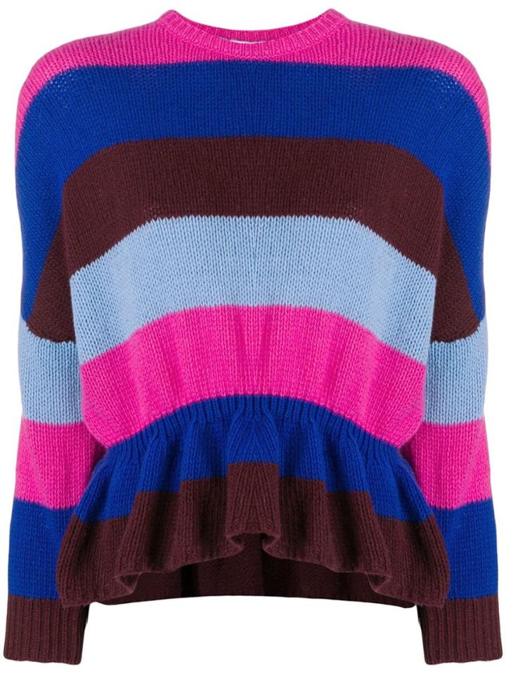 Red Valentino Striped Ruffled Jumper - Pink & Purple