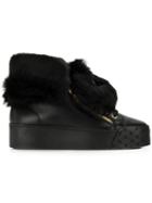 Blumarine Rabbit Fur Sneakers - Black