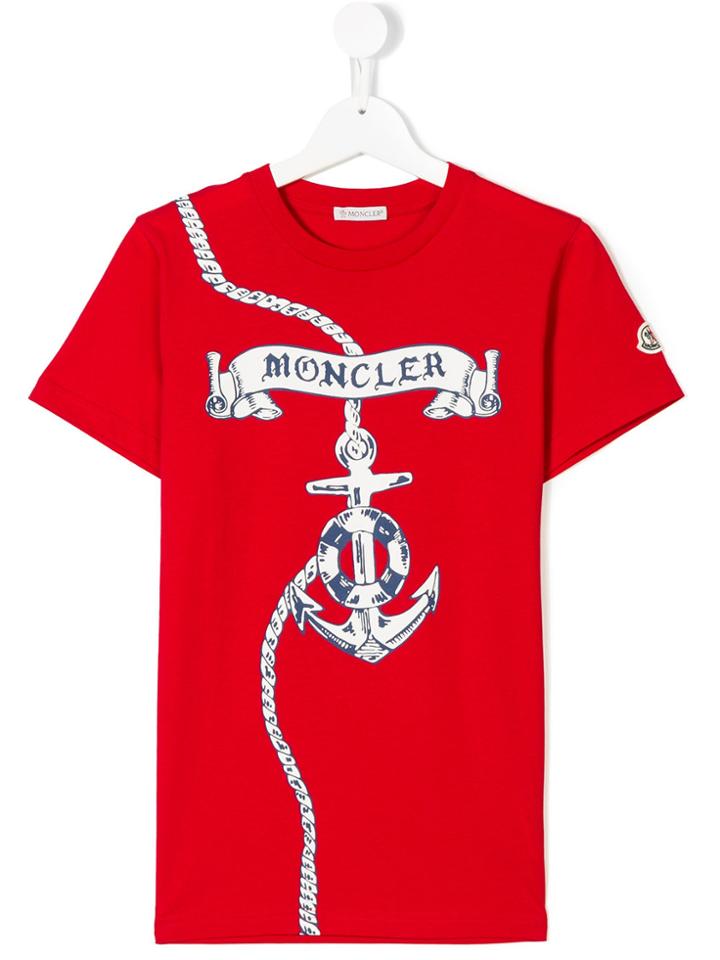 Moncler Kids Sailor Print T-shirt - Red