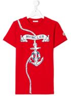 Moncler Kids Sailor Print T-shirt - Red