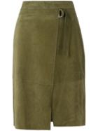 Steffen Schraut Panelled Skirt, Women's, Size: 36, Green, Goat Suede