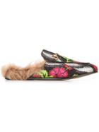 Gucci Princetown Floral Brocade Slippers - Black