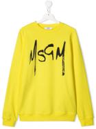 Msgm Kids Teen Script Logo Sweatshirt - Yellow