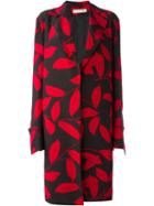 Marni Leaf Print Coat, Women's, Size: 42, Black, Silk