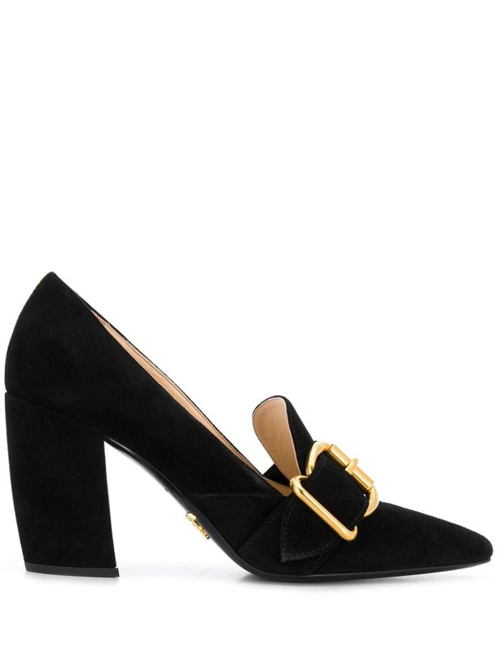 Prada Buckled Pointed Pumps - Black
