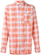 Lanvin Stitching Seam Check Shirt, Men's, Size: 39, Yellow/orange, Cotton/rayon/tencel