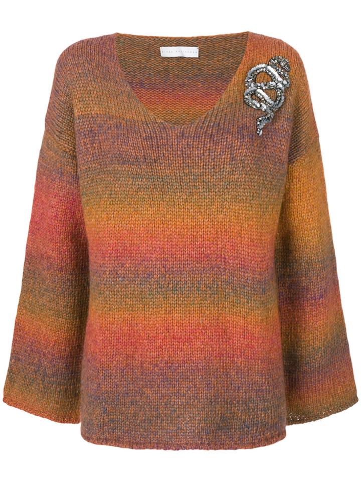 Giada Benincasa Oversized Brooch Jumper - Yellow & Orange