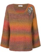 Giada Benincasa Oversized Brooch Jumper - Yellow & Orange