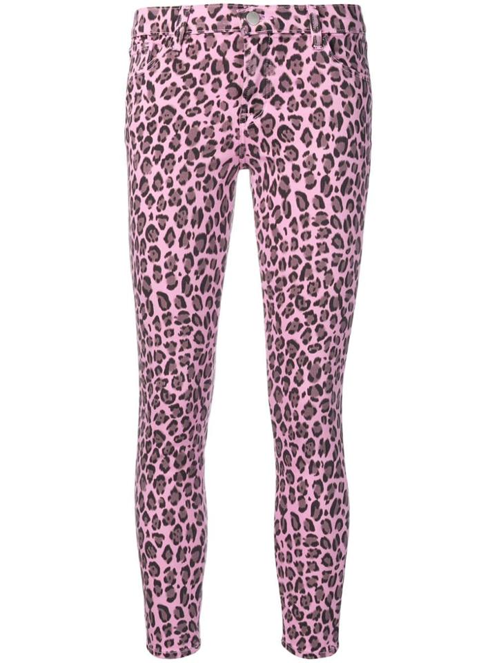 J Brand Leopard Print Skinny Jeans - Pink