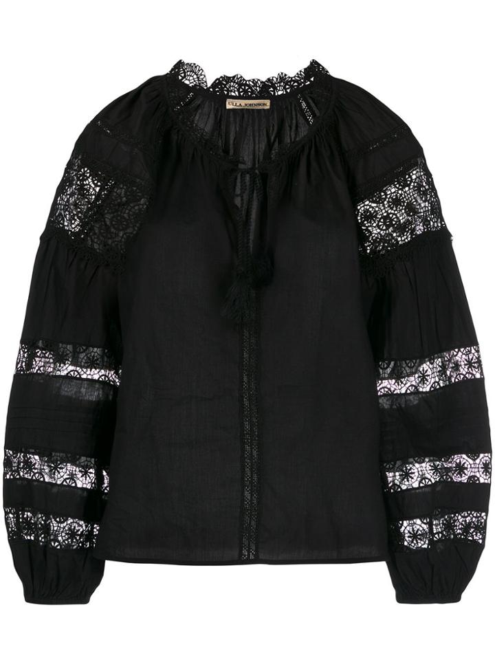 Ulla Johnson Lace Peasant Blouse - Black