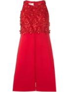 Giamba Flower Appliqué A-line Dress, Women's, Size: 42, Red, Viscose/acetate/spandex/elastane/polyester