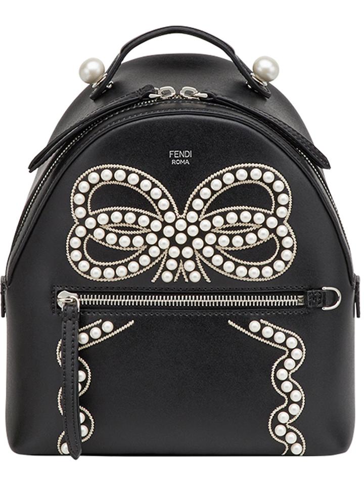 Fendi Bow Detail Mini Backpack - Black