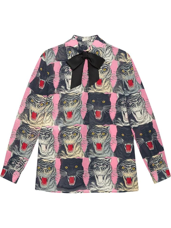 Gucci Tiger Face Print Sablé Shirt - Pink